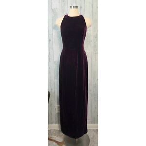 VTG 90s Andrea Polizzi for Rex Lester Velvet Purple Maxi Dress Sz. 10